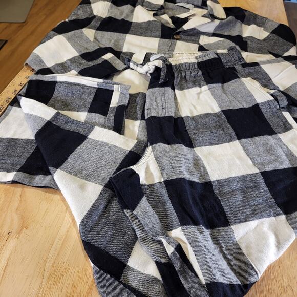 NWT Old Navy Black & White Buffalo Check Flannel Pajama Set Large - Picture 2 of 15